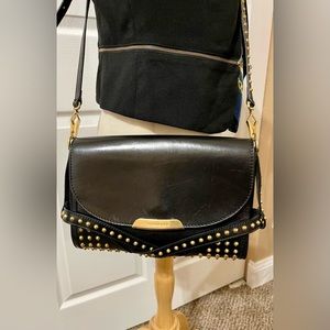 👜 Burberry Black Leather Studded Abbot Bridle Crossbody Bag